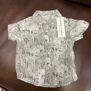 Janie and Jack boys Jungle theme button down shirt 3/6 months